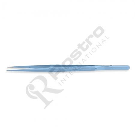 Ring tip Forceps Straigh rings coated Round Handle Titanium 21cm