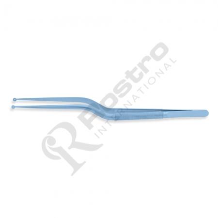 Ring tip Forceps Straigh rings coated Round Handle Titanium 21cm